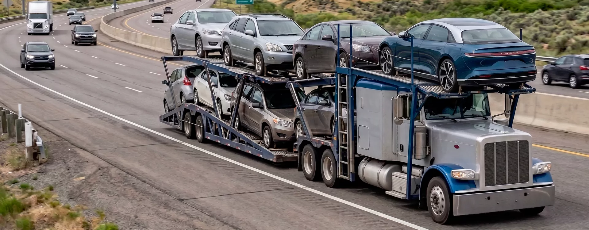 Vehicle carrier transporting cars from San Francisco to Chicago